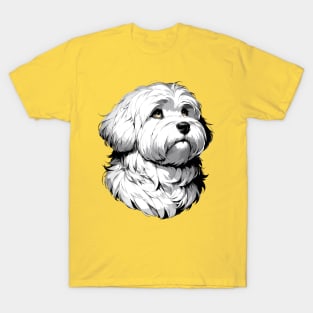 Stunning and Cool Coton de Tulear Monochrome and Gold Portrait for Father's Day T-Shirt